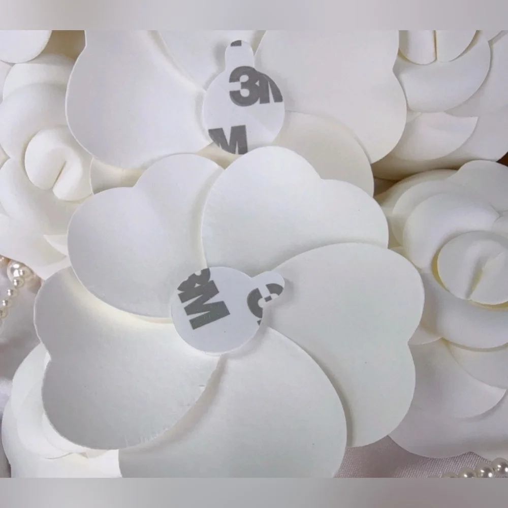CHANEL White Camellia Flower 7.5cm Gift Wrap Packaging Accessory Authentic
